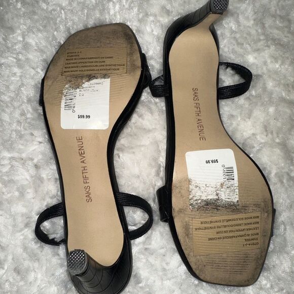 SAKS FIFTH AVENUE SANDAL WITH HEEL SIZE 5 1/2 Great Condition only worn few time - Picture 5 of 6